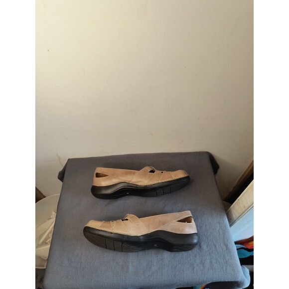 CLARKS 63784 Unstructured Strappy Leather Loafers Mary Janes - Tan 9M Ladies - Picture 4 of 9